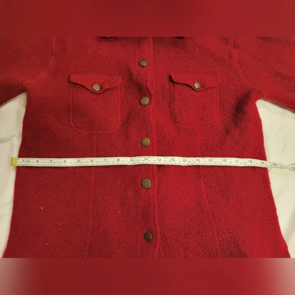 Unique Vintage Burgundy Button-Up 100% wool cardigan - Picture 6 of 6